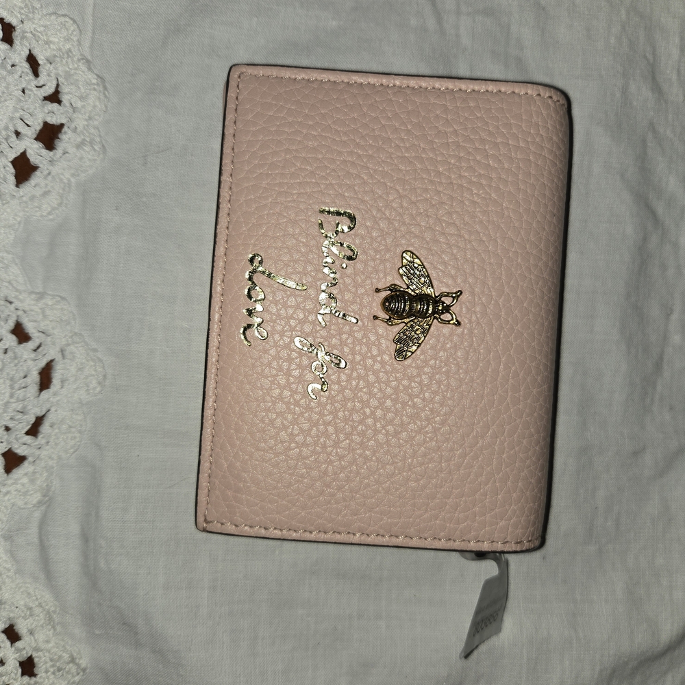 Gucci Pink Leather Wallet with Gold Bee Accent
